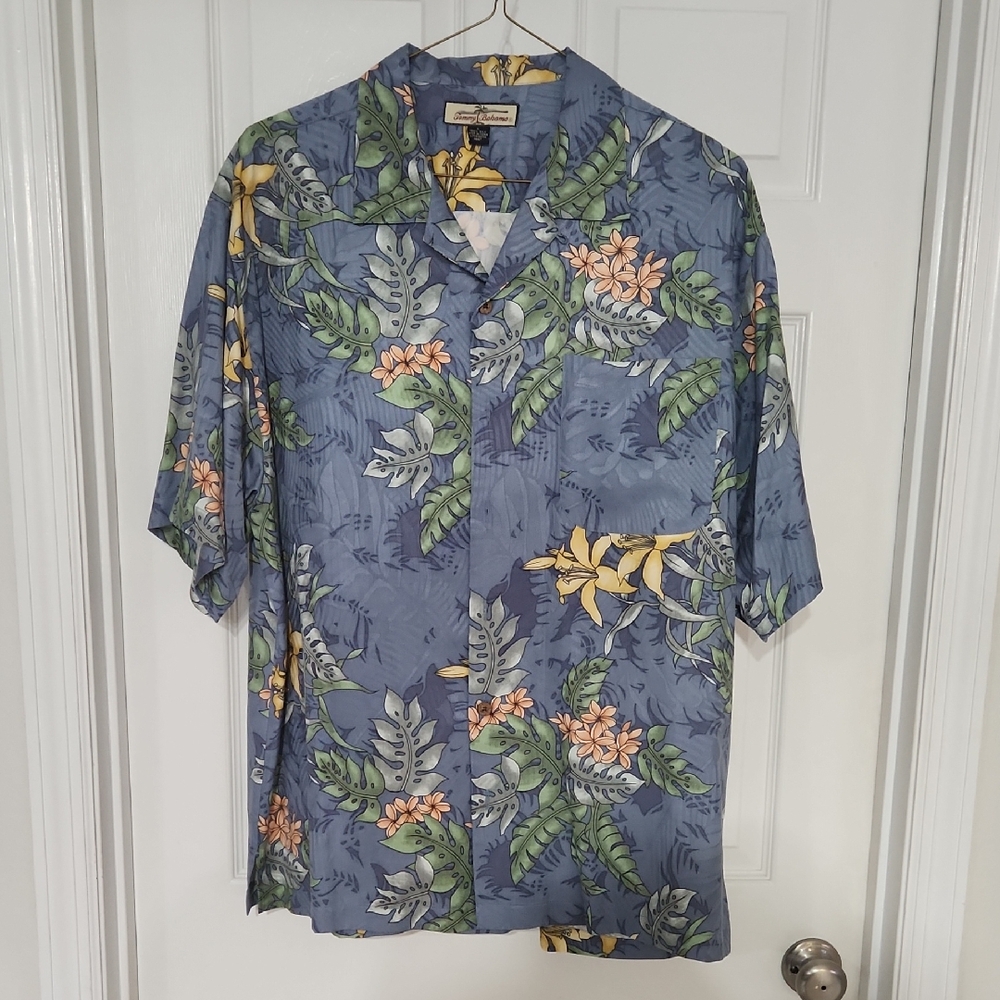 Tommy Bahama Blue and Green Floral Men's Shirt